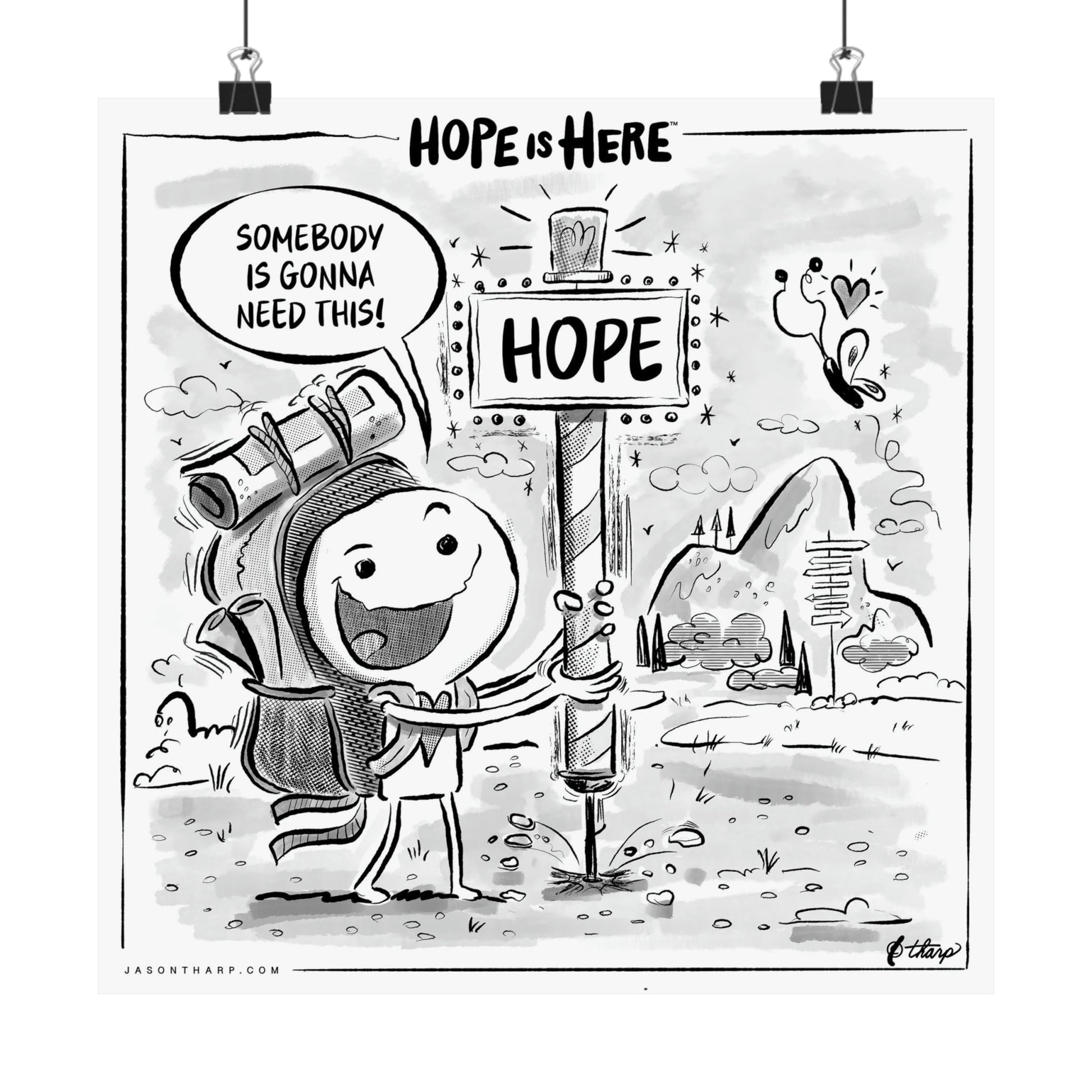 Printify Poster 12" x 12" / Matte "Gift a Beacon of Optimism with 'Emergency Hope" 12x12 Inspirational Art Print - Beyond Hope Project