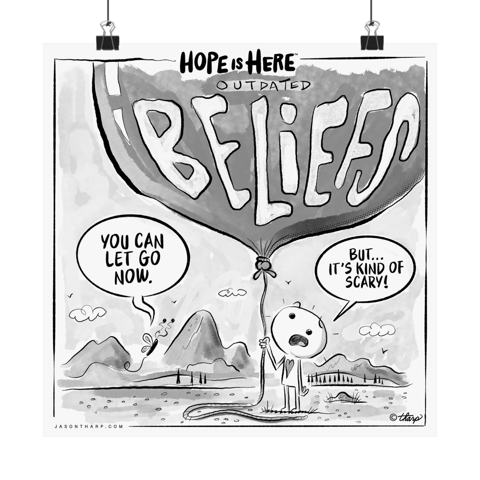 Printify Poster 12" x 12" / Matte Hope is Here: "Let Go of Outdated Beliefs" 12x12 Art Print by Jason Tharp