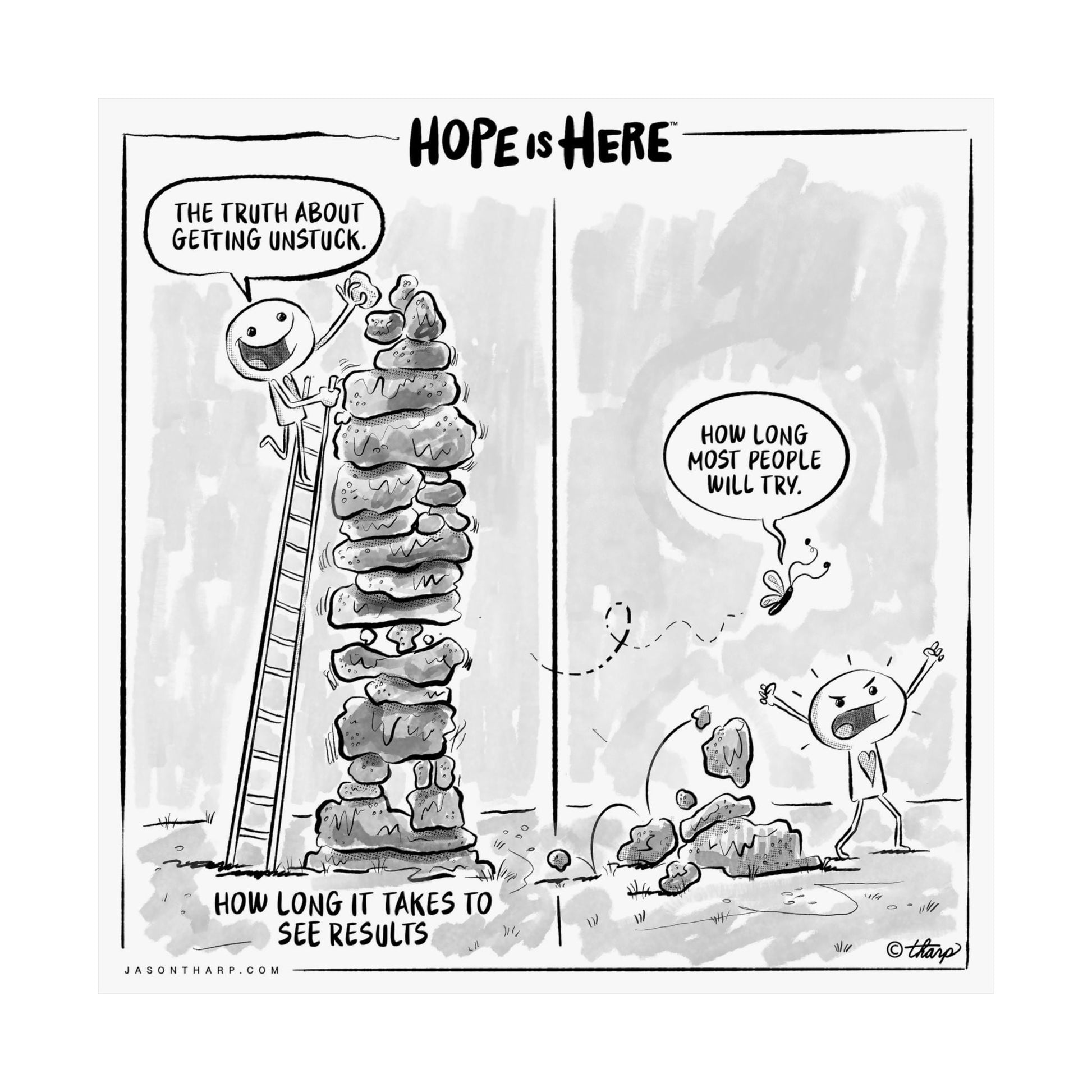 Printify Poster 12" x 12" / Matte Hope is Here: "The Truth About Getting Unstuck" 12x12 Art Print by Jason Tharp