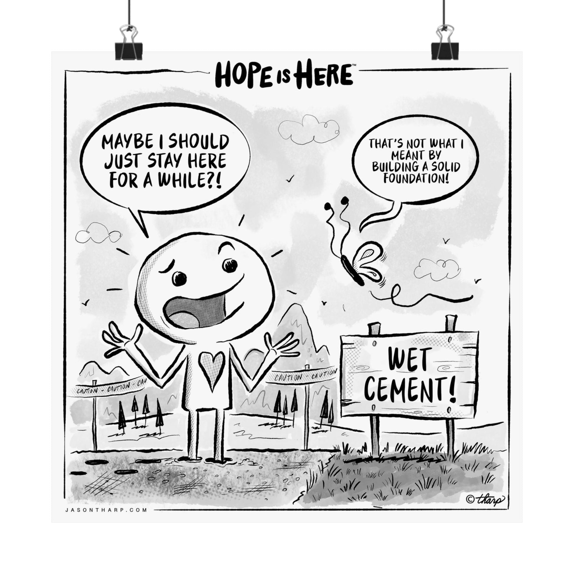 Printify Poster 12" x 12" / Matte Hope is Here: "Wet Cement" 12x12 Art Print by Jason Tharp