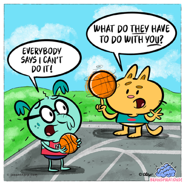 Beyond Hope Project, Brainspiration comic two characters playing basketball