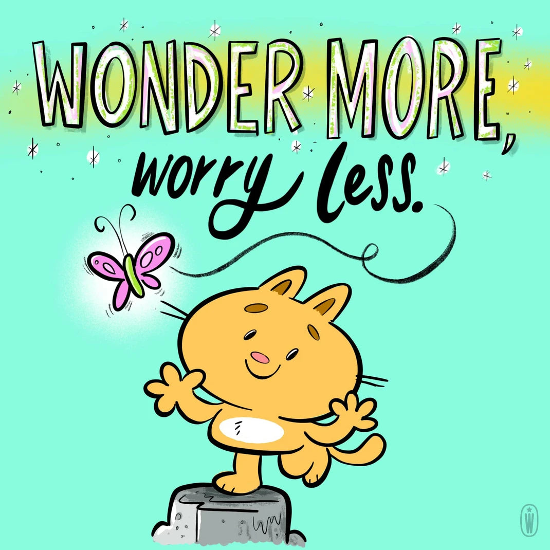 Beyond Hope Project comic reading "Wonder More, Wory Less" about Wonder and Hope