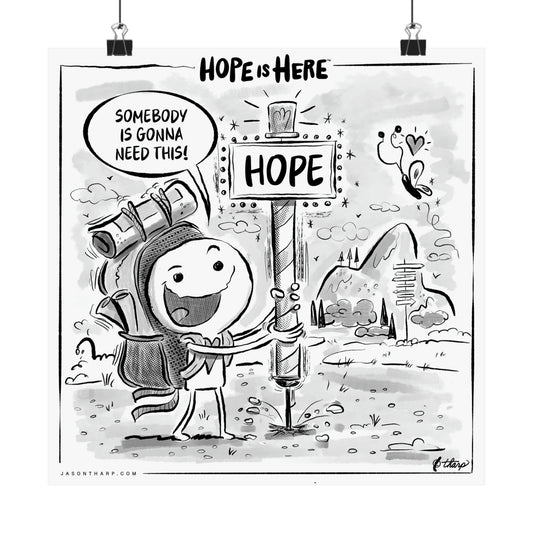 Printify Poster 12" x 12" / Matte "Gift a Beacon of Optimism with 'Emergency Hope" 12x12 Inspirational Art Print - Beyond Hope Project