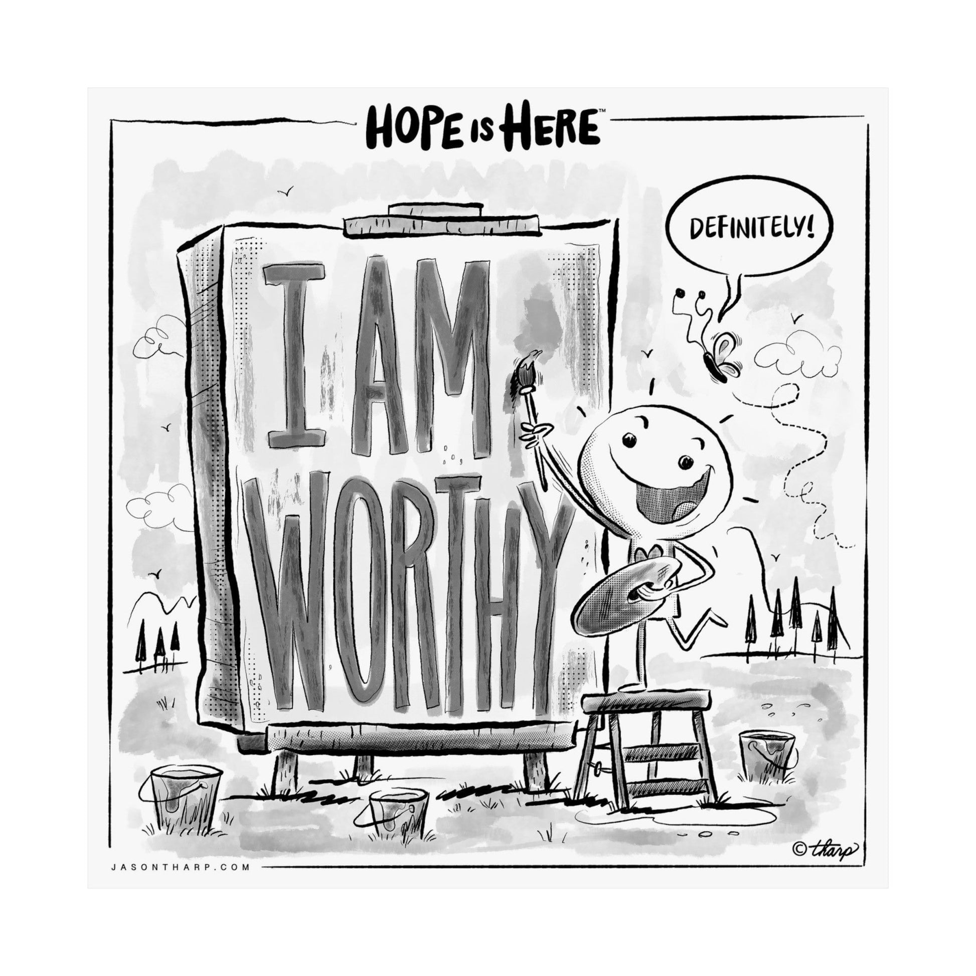 Printify Poster 12" x 12" / Matte "I Am Worthy" 12x12 Inspirational Art Print - Beyond Hope Project